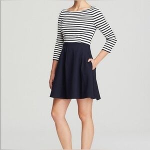 Kate Spade Navy and White Midi Dress Size 6